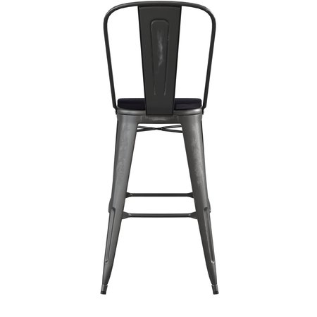 Flash Furniture Black Metal Stool with Black Poly Seat ET-3534-30-BK-PL1B-GG